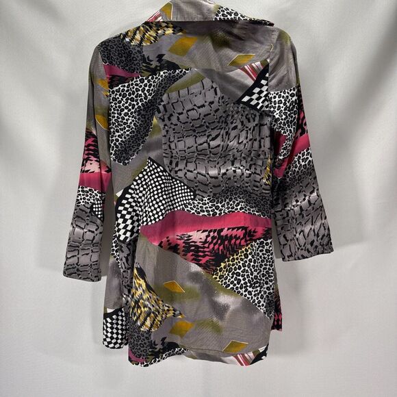 Mishca Boho Front‎ Tie Patchwork Animal Blouse Womens S - Artsy Retro Boho - Picture 2 of 7